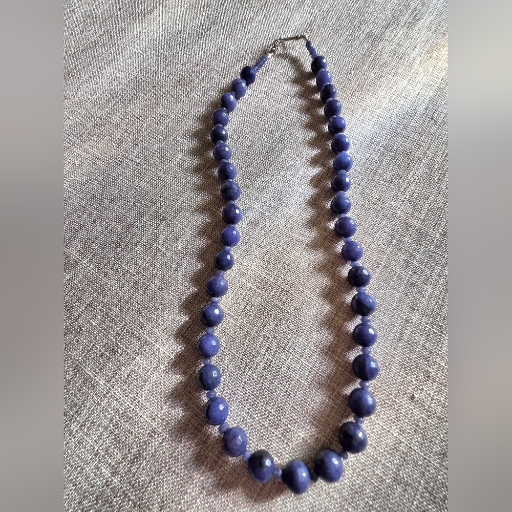 Vintsge Deep Blue Beaded Necklace.  Possible Glass Beads.